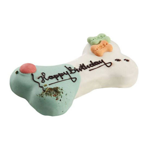 Happy Birthday torta, Hús Zöldséges ízű torta kutyáknak (19cm x 6-8cm) 250g