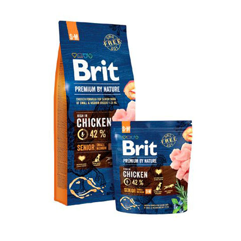 Brit Premium  Senior S/M Száraztáp Kutya   45% hús 15kg