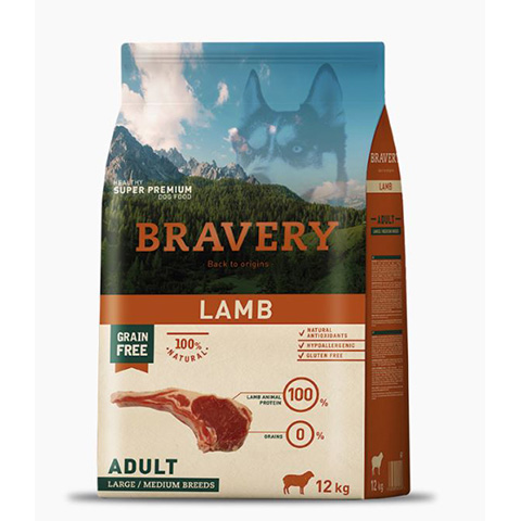 Bravery Lamb Adult L/M breeds Hypoallergén, super prémium, bárány. 43% hús 12kg