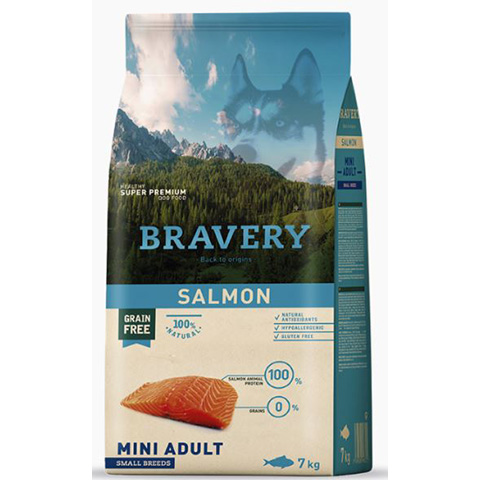 Bravery  Salmon, Mini Adult, Small breeds Hypoallergén, super prémium, Lazac 43% hús 7kg