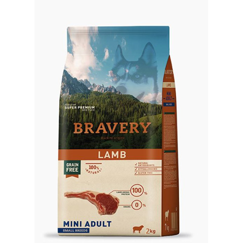 Bravery  Lamb, Mini Adult, Small breeds Hypoallergén, super prémium, bárány 43% hús 2kg