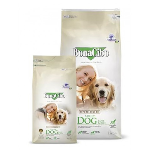 Bonacibo  Adult Dog ( Lamb&Rice szardella ) 27/12 Hypoallergenic Szuper prémium szárazeledel kutyáknak 15kg