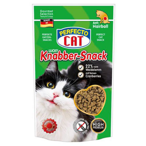 Perfecto Cat Knabber-Snack  Bárány Áfonya Anti-Hairball Macska 50g