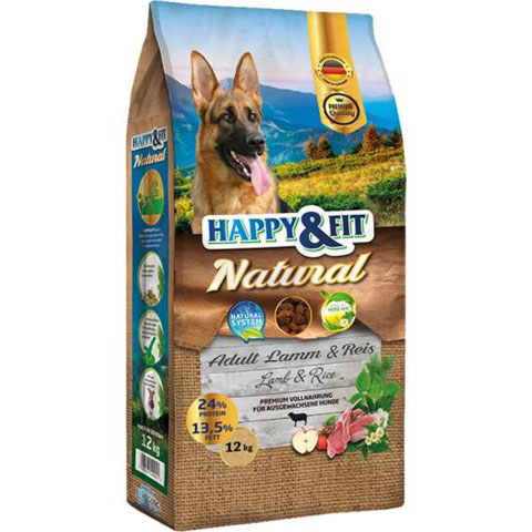 Happy&Fit Natural Adult Lamm&Reis  kutyatáp  24/13,5 12 kg